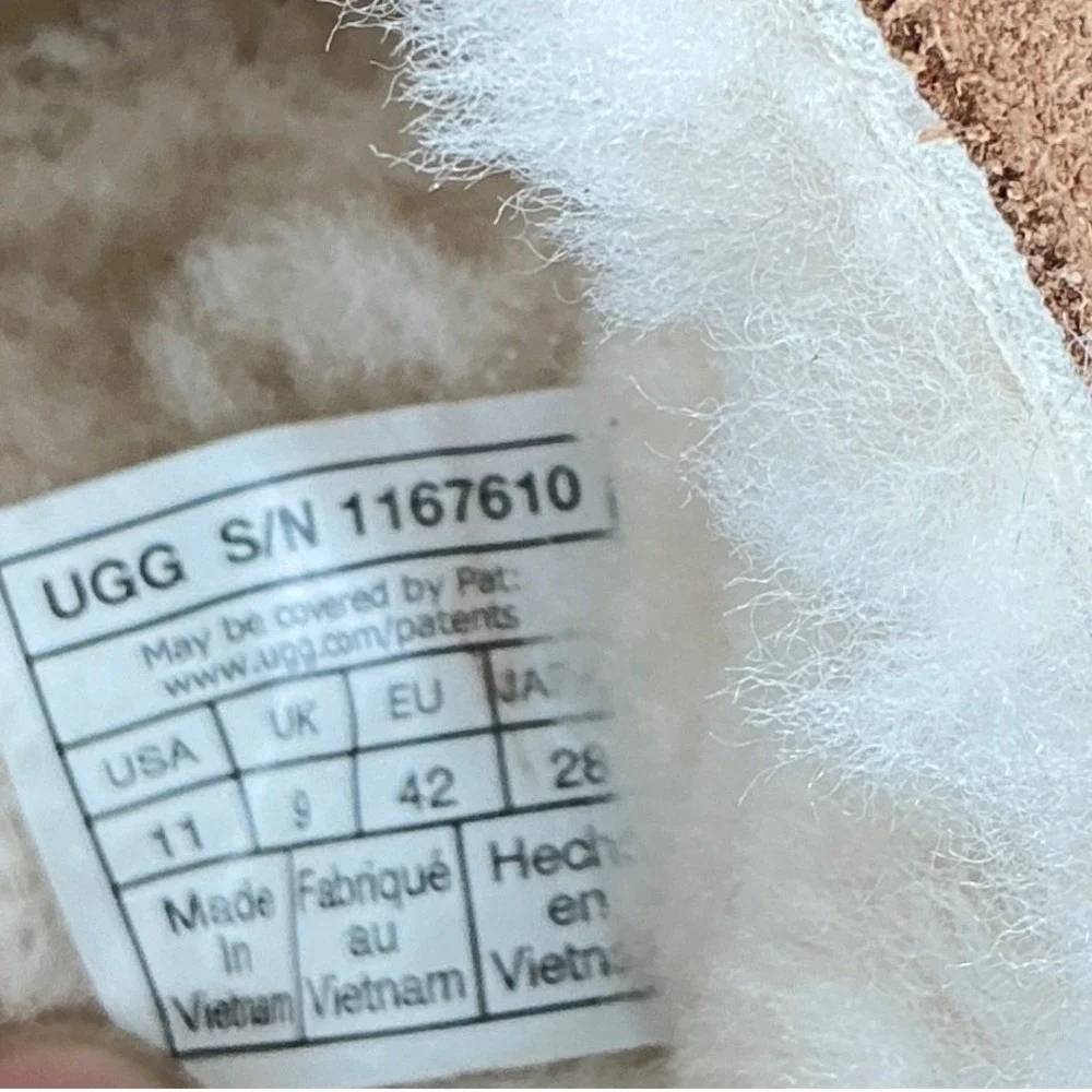 UGG Womens Size 11 Open Toe Chestnut Suede Sheepskin Slides Greenport Slippers - Picture 5 of 11